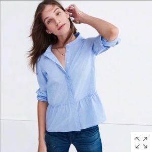 Madewell Lakeside Peplum Shirt in Waterfall Blue